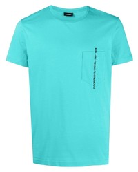 T-shirt à col rond turquoise Diesel