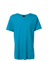 T-shirt à col rond turquoise En Noir