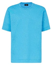 T-shirt à col rond turquoise Fendi