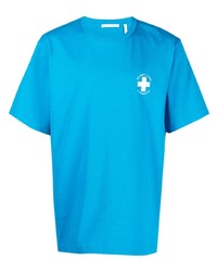 T-shirt à col rond turquoise Helmut Lang