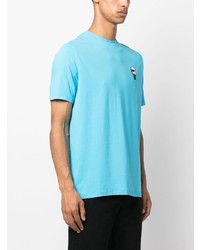T-shirt à col rond turquoise Karl Lagerfeld
