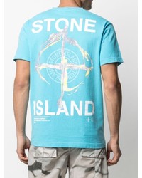 T-shirt à col rond turquoise Stone Island