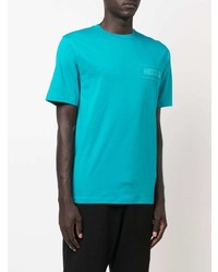 T-shirt à col rond turquoise Moschino