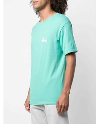 T-shirt à col rond turquoise Stussy