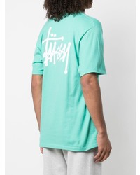 T-shirt à col rond turquoise Stussy