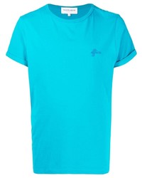 T-shirt à col rond turquoise Maison Labiche