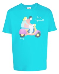 T-shirt à col rond turquoise MC2 Saint Barth