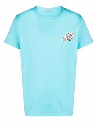 T-shirt à col rond turquoise Moncler