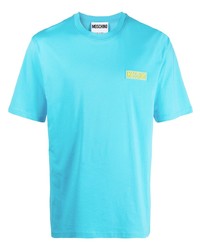 T-shirt à col rond turquoise Moschino
