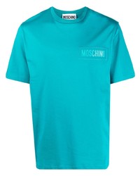 T-shirt à col rond turquoise Moschino