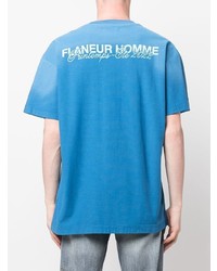 T-shirt à col rond turquoise Flaneur Homme