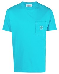 T-shirt à col rond turquoise Stone Island