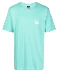 T-shirt à col rond turquoise Stussy