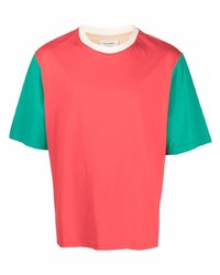 T-shirt à col rond vert et rouge Wales Bonner