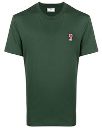 T-shirt à col rond vert foncé Ami Paris