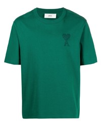 T-shirt à col rond vert foncé Ami Paris