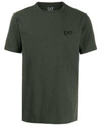 T-shirt à col rond vert foncé Ea7 Emporio Armani