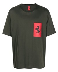 T-shirt à col rond vert foncé Ferrari