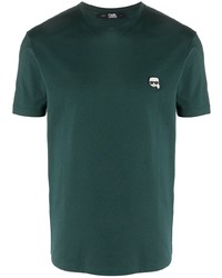 T-shirt à col rond vert foncé Karl Lagerfeld