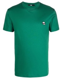 T-shirt à col rond vert foncé Karl Lagerfeld