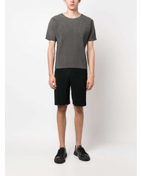 T-shirt à col rond vert foncé Homme Plissé Issey Miyake