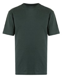 T-shirt à col rond vert foncé Sunspel