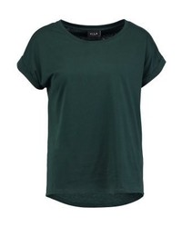 T-shirt à col rond vert foncé Vila