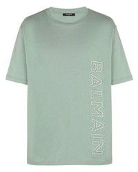 T-shirt à col rond vert menthe Balmain