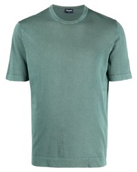 T-shirt à col rond vert menthe Drumohr