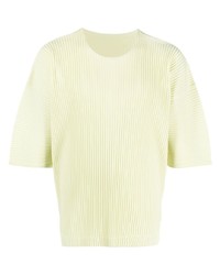 T-shirt à col rond vert menthe Homme Plissé Issey Miyake