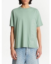 T-shirt à col rond vert menthe Balmain