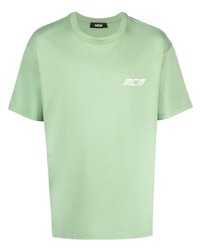 T-shirt à col rond vert menthe MCM