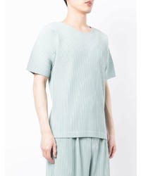 T-shirt à col rond vert menthe Homme Plissé Issey Miyake