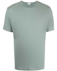 T-shirt à col rond vert menthe Sunspel