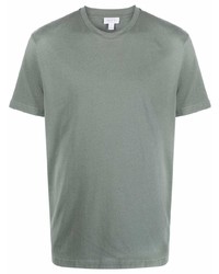 T-shirt à col rond vert menthe Sunspel
