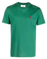 T-shirt à col rond vert Ami Paris
