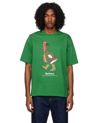 T-shirt à col rond vert Barbour