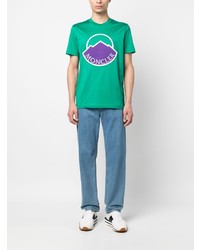 T-shirt à col rond vert Moncler