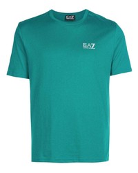 T-shirt à col rond vert Ea7 Emporio Armani
