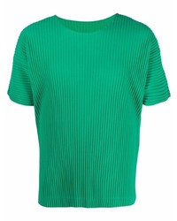 T-shirt à col rond vert Homme Plissé Issey Miyake