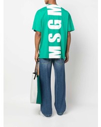 T-shirt à col rond vert MSGM