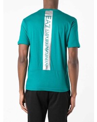 T-shirt à col rond vert Ea7 Emporio Armani