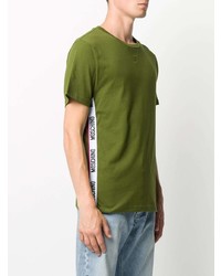 T-shirt à col rond vert Moschino