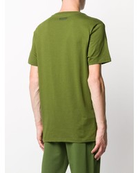 T-shirt à col rond vert Moschino