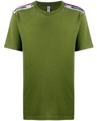 T-shirt à col rond vert Moschino