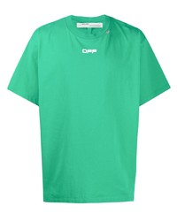 T-shirt à col rond vert Off-White