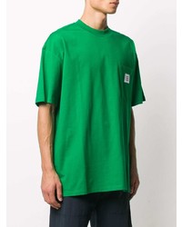 T-shirt à col rond vert MSGM