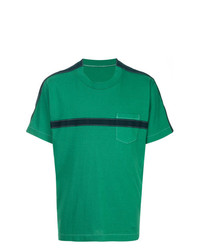 T-shirt à col rond vert Sacai