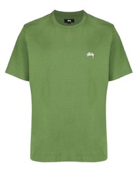 T-shirt à col rond vert Stussy