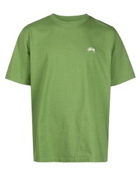 T-shirt à col rond vert Stussy